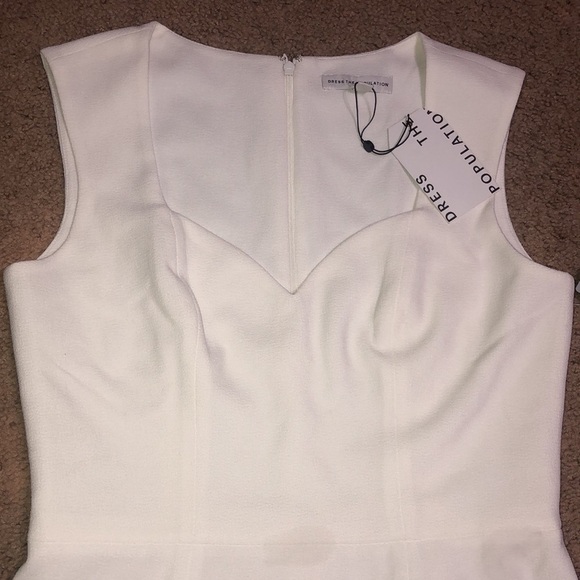 Dress The Population Elle Queen Anne Sweetheart Neck Sheath Midi Dress White XXL - Picture 5 of 12